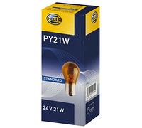 HELLA 8GA 006 841-241 Lámpara - PY21W - Heavy Duty - 24V - 21W - Tipo de portalámpara: BAU15s - caja - Cant.: 10