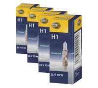 Hella 8GH 002 089-251 Halógena Lámpara - H1 - Heavy Duty - 24V - 70W - Modelo de zócalo, bombilla incandescente: P14.5s - caja - Cant.: 1 (Paquete de 4)