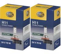 HELLA 8GH 008 358-251 Lámpara - H11 - Heavy Duty Expert - 24V - 70W - Tipo de portalámpara: PGJ19-2 - caja - Cant.: 1 (Paquete de 2)