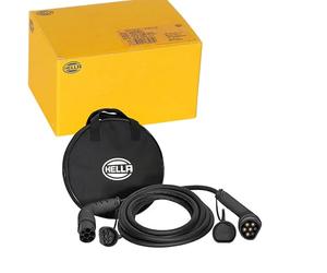 HELLA 8KE 358 255-001 - Cable de carga para vehículos eléctricos EV y Plug-in Hybrid, 16 A, fases: 1-3,7 kW, longitud del cable de carga: 4 m, conector de carga tipo 2, color negro
