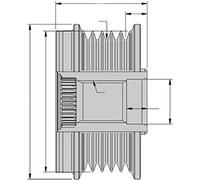 HELLA 9XU 358 038-011 Rueda libre alternador - Medida de rosca: M16x1,5 - Número de canales: 6 - con caperuza