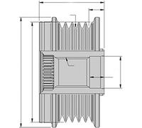 HELLA 9XU 358 038-751 Rueda libre alternador - Medida de rosca: M16x1,5 - Número de canales: 8 - con caperuza