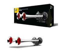 HELLA Bocina CA32-24V - 115dB (A) - 370Hz-415Hz - sonido agudo/sonido grave - electroneumático - ECE - Color de carcasa: cromo/negro - Conector: Conector plano - Cant, : 1-3PB 013 410-061