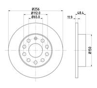 HELLA Discos de Freno Traseros Ø256 MM Completo para VW Golf VI 5K1 Touran 1T1