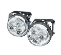 HELLA 2PT 009 599-811 LED-Juego de luces circulación diurna - 90mm - 24/12V - redondo - montaje exterior - Color de tulipa: transparente - Frontal del vehículo/Frontal del vehículo