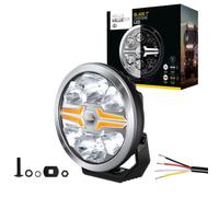 Hella LED-Faro de Carretera - Blade Chrom 7" - 12/24V - Redondo - Número de Referencia: 25 - Transparente - Color de la luz: Blanco/ámbar - Cable: 500mm - Frontal, Redondo 7" - Ref. 25