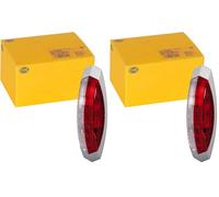 HELLA Luz de gálibo - Halógena - 12V - montaje exterior - ECE - Color de tulipa: transparente/rojo - derecha/Montaje lateral ext. - 2XS 008 479-011, Color de la carcasa: gris (Paquete de 2)