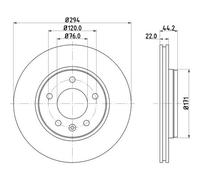 HELLA PAGID 8DD 355 128-031 Disco de freno 54214PRO_HC altamente carbonizado revestido 294mm 22mm ventilación externa por ej. VOLKSWAGEN