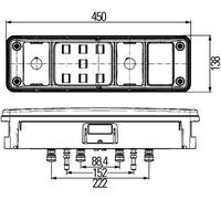 HELLA 2VP 340 961-141 Piloto posterior - Híbrida - 24V - rectangular - montaje exterior - Conector: EasyConn 1 x 7/EasyConn 4 x 2 - Conector: Macho - 7/8polos - derecha