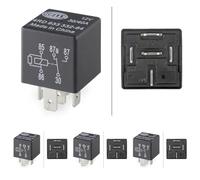 HELLA Relé, corriente de trabajo - 12V - 5polos - Diagrama de circuito: W2 - contacto conmutador - Color: negro - sin soporte - 4RD 933 332-641 (Paquete de 4)