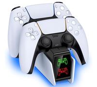 HELLCOOL Cargador Mando PS5 de Estación, Carga Rápida en 2-3 Horas/Indicador LED para Controller Inalámbricos DualSense/Edge, Accesorio PS5 para Mando Play 5