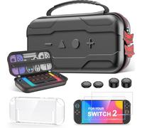 HELLCOOL Funda para Switch 2 Accesorios Nintendo Switch 2,Super Protectora Switch 2 Funda y Switch 2 Case,Switch 2 Protector Pantalla,3 Pares de Tapas de Joystick,Switch 2 Bolsa para Nintendo Switch 2