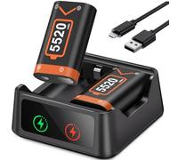 HELLCOOL Paquete de batería para mando Xbox, 2 x 5520 mWh recargable con indicador LED y cable de carga para Xbox Series X|S, One, Elite, S|X