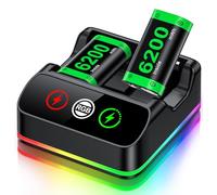 HELLCOOL Paquete de batería para mando Xbox, 2 x 6200 mWh recargable, compatible con Xbox Series X|S, One, One Elite, S|X, USB tipo C, verde, estilo minimalista