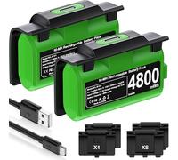 HELLCOOL Play y Kit de Carga USB Bateria para Mando Xbox One/Xbox Series, 2X4800mWh Bateria Compatible con la Mando Xbox One S/X/Elite, Xbox Series X/S, 12 Horas de Juego