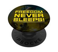 Helldivers 2 Freedom Never Sleeps Yellow Text Video Game PopSockets PopGrip Adhesivo