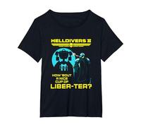 Helldivers 2 Sony PlayStation Game A Nice Cup of Liber-Tea Camiseta, Mujer Tallas Grandes, Negro, 1XL Grande