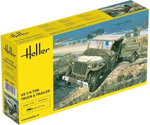 Heller - 79997 - Maqueta para Construir - US 1/4 Ton Truck & Trailer - 1/72