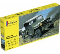 Heller 81105-1 :3 5 Jeep Willis & Remolque - Nuevo