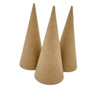 Hellery 3 Conos de Papel Maché con La Parte Superior Abierta, Manualidades DIY, Conos de Cartón Imaginativos, Decoración para de Navidad para Pintar Som, 15cm