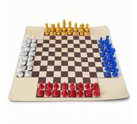 Hellery Ajedrez de Cuatro Jugadores Tablero Juego Set Piezas con Campo Ampliado para Estrategias Bloquear Rivales y Coordinar Ataques Material Plástico