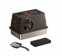 Hellery Arenero de Acero Inoxidable para Gatos Caja de Arena Cerrada Bandeja Higiénica Contenedor de Arena Gran Capacidad 60cm para Razas Ventilación para, Negro