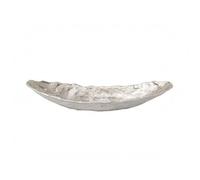 Hellery Bandeja Decorativa Hoja Bandeja Servir Centro de Mesa Bandeja Exhibición Bandeja Alargada Aluminio con Bordes Curvados y, Plateado, B, Grande 68 15.6 H6.5cm