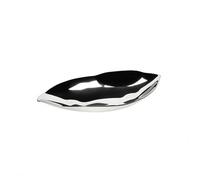 Hellery Bandeja Decorativa Hoja Bandeja Servir Centro de Mesa Bandeja Exhibición Bandeja Alargada Metal Acabado Pulido con Laterales Realzados y Elevación, 42 22 H7cm, G款 Plata Brillante