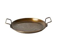 Hellery Bandeja Latón Grabada Decorativa con Asas Servir Grabado Que Juega con la Luz y Estilo Retro Elegante para Acentuar, Bandeja Redonda De Latón con Asas Dobles Y Grabado Floral