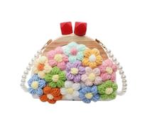 Hellery Bolsa de crochet Fashion Ladies With Beads Strap Handbag Lindo bolso Crossbody, Blanco
