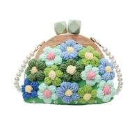 Hellery Bolsa de crochet Fashion Ladies With Beads Strap Handbag Lindo bolso Crossbody, Verde
