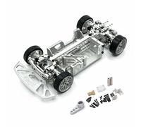 Hellery Chasis de Coche RC 1/28 Chasis Bastidor Marco Estructura Metálica Ligera Ajuste de Distancia Entre Ejes 90-122mm Diferenciales Soporta Electrónica, Plata
