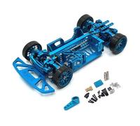 Hellery Chasis de Coche RC 1/28 Chasis Bastidor Marco Estructura Metálica Ligera Ajuste de Distancia Entre Ejes 90-122mm Diferenciales Soporta Electrónica, Azul Cielo