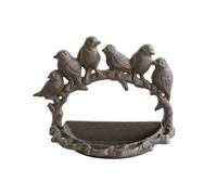 Hellery Comedero para Pájaros de Hierro Fundido Plato Alimentador Estación de Aves Cuenco Decorativo Pieza Central de Jardín con Tacto Antiguo y Estabilidad, Seis Pájaros