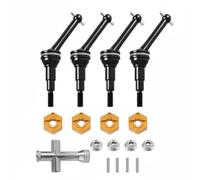 Hellery Cvd Drive Shaft Eje de Transmisión Cardán Varilla de Tracción Articulación Universal Metal Resistente Transferencia Suave Compatible con 1/14 65mm, Set, Negro+Dorado