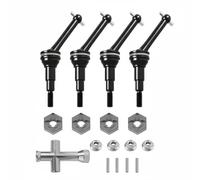 Hellery Cvd Drive Shaft Eje de Transmisión Cardán Varilla de Tracción Articulación Universal Metal Resistente Transferencia Suave Compatible con 1/14 65mm, Set, Negro+Titanio