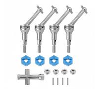 Hellery Cvd Drive Shaft Eje de Transmisión Cardán Varilla de Tracción Articulación Universal Metal Resistente Transferencia Suave Compatible con 1/14 65mm, Set, Plateado+Azul