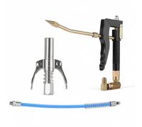Hellery de Grasa Ensamblada de Aceite Industrial, Pistola De Engrase Universal Forjada Engrosada + Boquilla Plana Con Abrazadera De Bloqueo + Manguera Flexible
