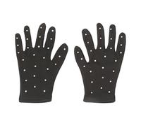 Hellery Guantes de Patinaje, Guantes de Competición de Patinaje Artístico, Guantes de Patinaje sobre Hielo, Guantes de Baile, Adornados con Diamantes de Imita, S Black
