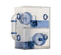 Hellery Jaula para Hámster Acrílica con Visión Cristalina de Expansión Conectable Kit de Accesorios Básicos y Fácil Limpieza Adecuada para Espacios Familiares, Azul, Rued Grande+2+Capas