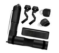 Hellery Juego de Almohadillas para Sentadillas con Barra con Protección para Cuello Y Hombros, Bandas de Resistencia Antideslizantes, Correas para Tobillos Y, Negro