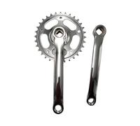 Hellery Juego de Bielas para Bicicleta de Montaña, Bielas de Eje Cuadrado, Bielas de Repuesto de Hierro de 165 Mm, Plato de 32 Dientes, Monomarcha para Ciclis, Plata