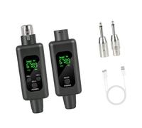 Hellery Kit de adaptador de micrófono XLR recargable inalámbrico receptor del transmisor XLR Conjunto de adaptador de micrófono XLR Conjunto de guitarras de, Negro, 1 Por 1