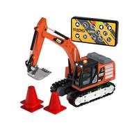 Hellery Mini Excavadora Teledirigida Vehículo de Construcción RC Coche de Juguete Modelo a Escala Brazo Articulado y Cazo Funcional Rotación de y Secuencia, Naranja