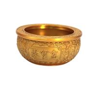 Hellery Palangana Decorativa de Latón Cuenco Ornamental Centro de Mesa Recipiente de Exhibición Acabados en Relieve y Borde Ancho Interior Brillante Que, 15.5CM