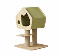 Hellery Rascador para Gatos Rascador Torre Rascadora Cueva Acogedora Poste para Rascar con Escalera y Mirador en Tablero de Madera y Sisal Resistente Adecuado, 2 Postes C/Plataforma