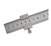 Hellery Regla de Acero Inoxidable Regla Marcador Medidor con Tope de Repetición Tornillo de Bloqueo y Canto Plano Adecuada para Layout Consistente Marcado Fino Tareas de Ensamblaje, 40 Cm / 0.9 Mm