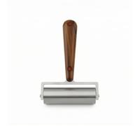 Hellery Rodillo de de Materiales Rodillo Prensador Herramienta Alisador con Cilindro de Acero Inoxidable y Mango de Madera Ergonómico Adecuado para Talleres Manualidades Cuero