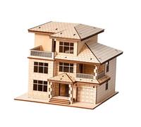 Hellery Rompecabezas de Casa de Madera 3D, Construcción Artesanal, Escena Arquitectónica, Regalo de Cumpleaños, Decoración de Escritorio para El Hogar, Modelo, 3 Niveles