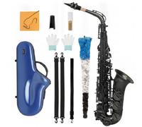 Hellery Saxofón Alto Eb Brass Saxophone Saxofón de Latón Instrumento de Viento con Cuello Curvo Respuesta Suave Estuche Transporte Paño Limpieza Adecuado para Ensayos Lecciones Presentaciones